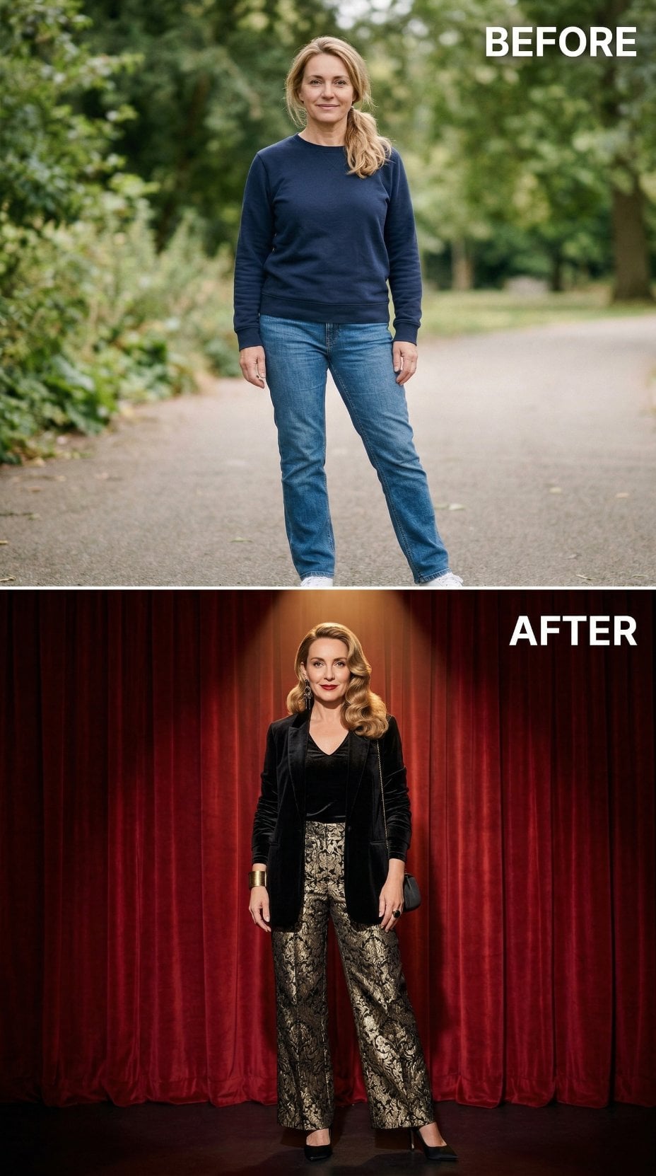 Black Velvet Blazer Over Snake-Print Trousers Scripts Red Curtain Call