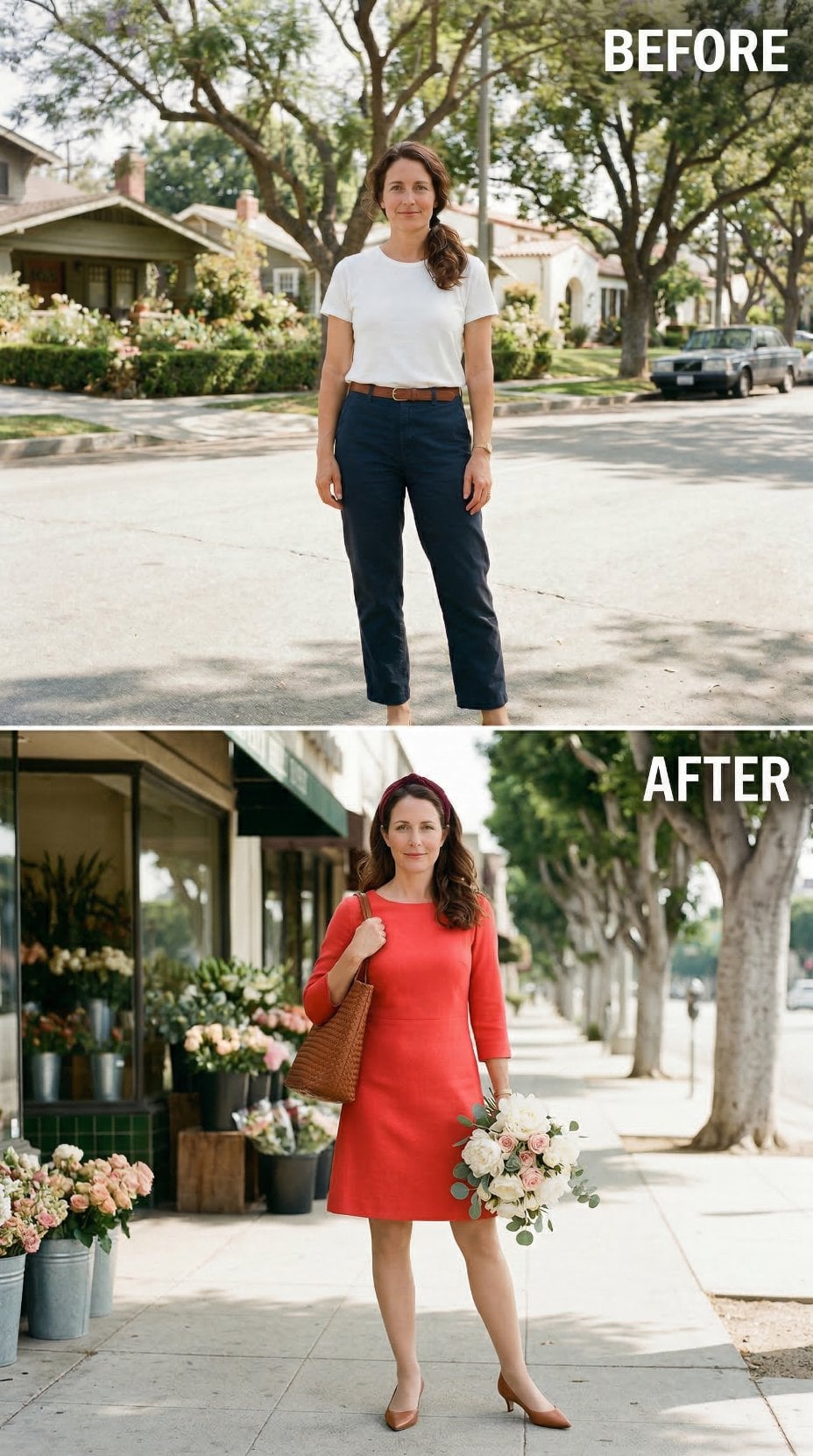 Navy Cropped Chinos Out, Red Shift Dress In — One Woman's Errand Run Got a 1960s Recut