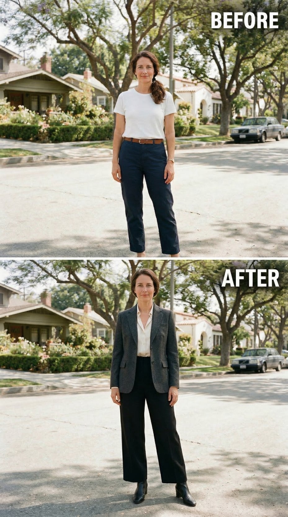 Navy Chinos and a White Tee Gave the Street Corner a 1960s Wardrobe Call