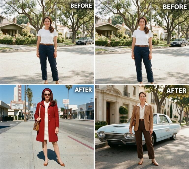 41 Year-Old Woman Was Curious to See What She’d Look Like as a Vintage 1960s Hollywood Starlet. AI Took Her Photo and Recreated These 33 Before & After Results