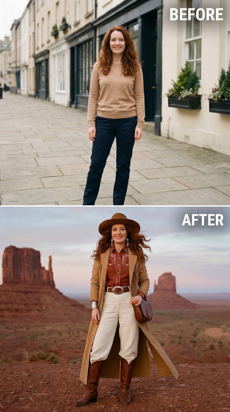 Wide-Brimmed Felt and Embroidered Pearl Snap Command Monument Valley