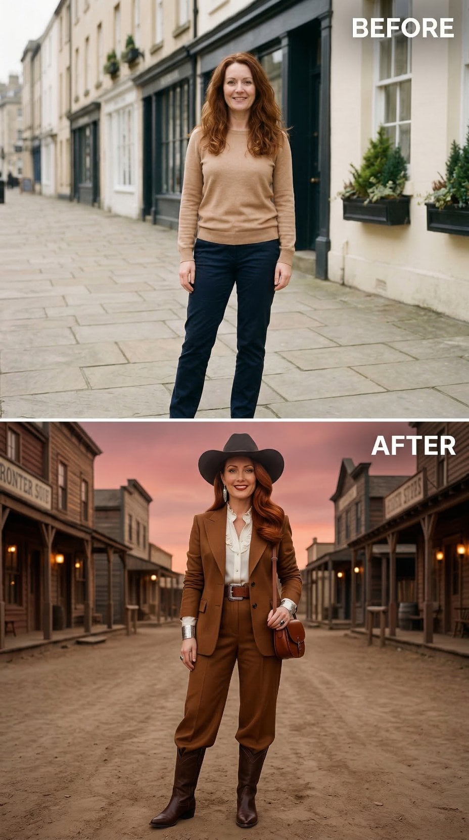 Brown Tailored Suit and Wide Felt Hat Stand Center Street Showdown