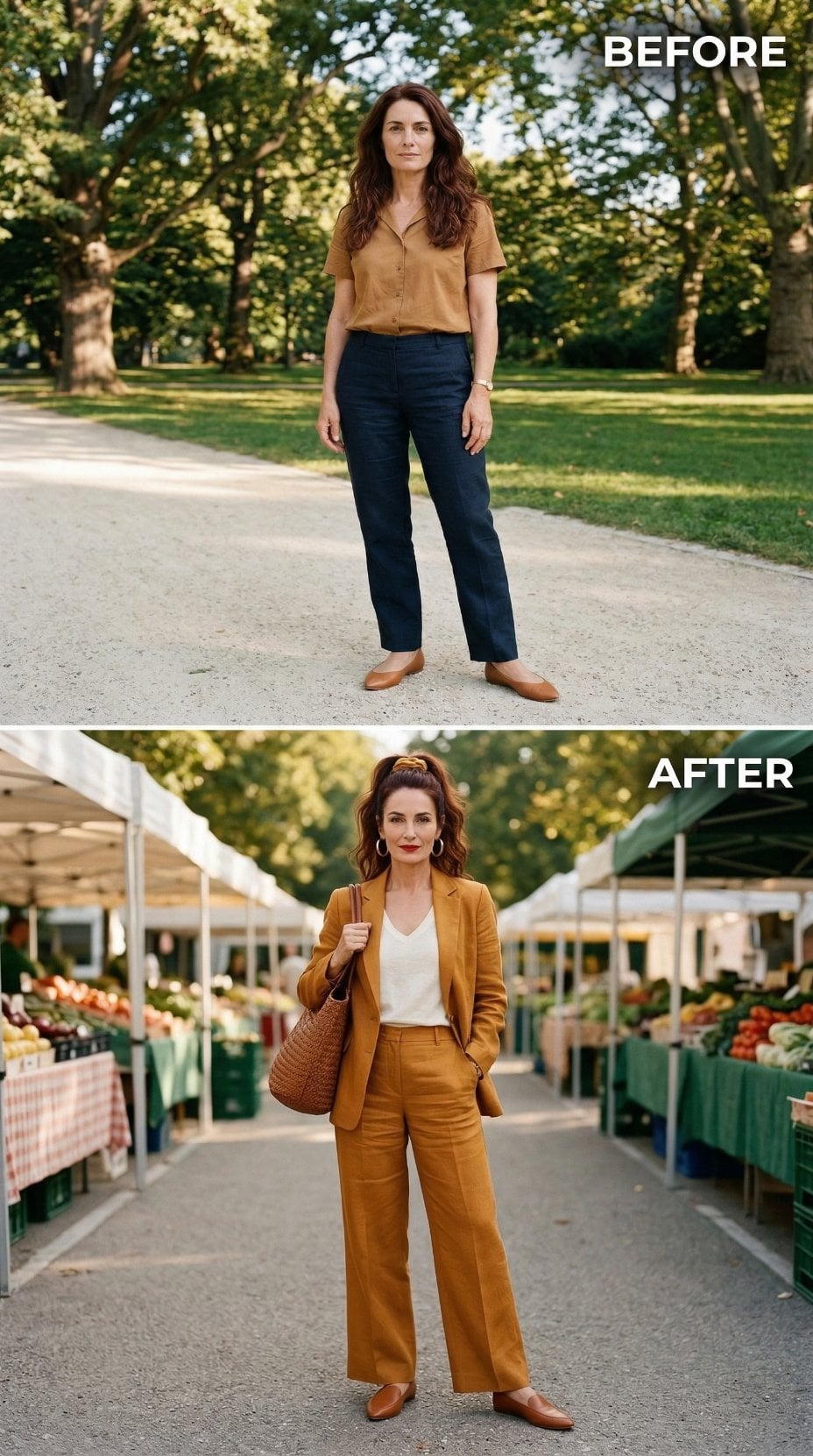 Mustard Linen Suit at the Farmers Market Just Made Every Other Outfit Irrelevant