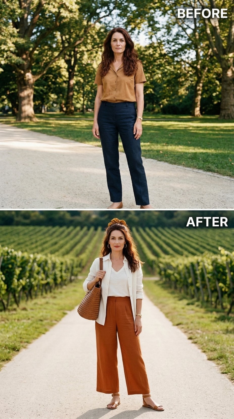 Navy Crop Pants Out, Wide-Leg Rust Linen In: One Woman's Summer Pivot