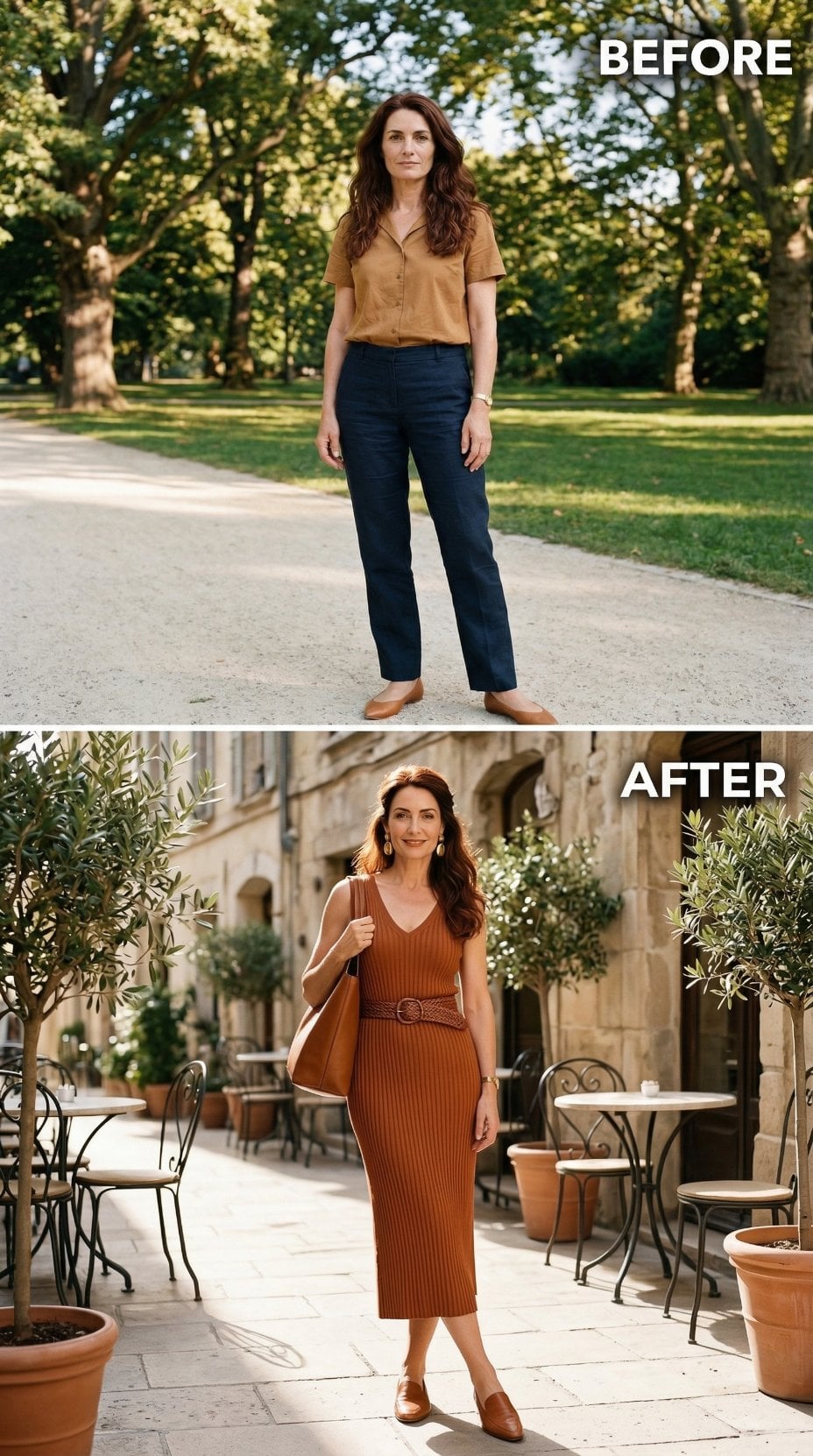 Rust Ribbed Knit and a Woven Belt Just Declared the Midi Dress the Only Summer Silhouette Worth Wearing