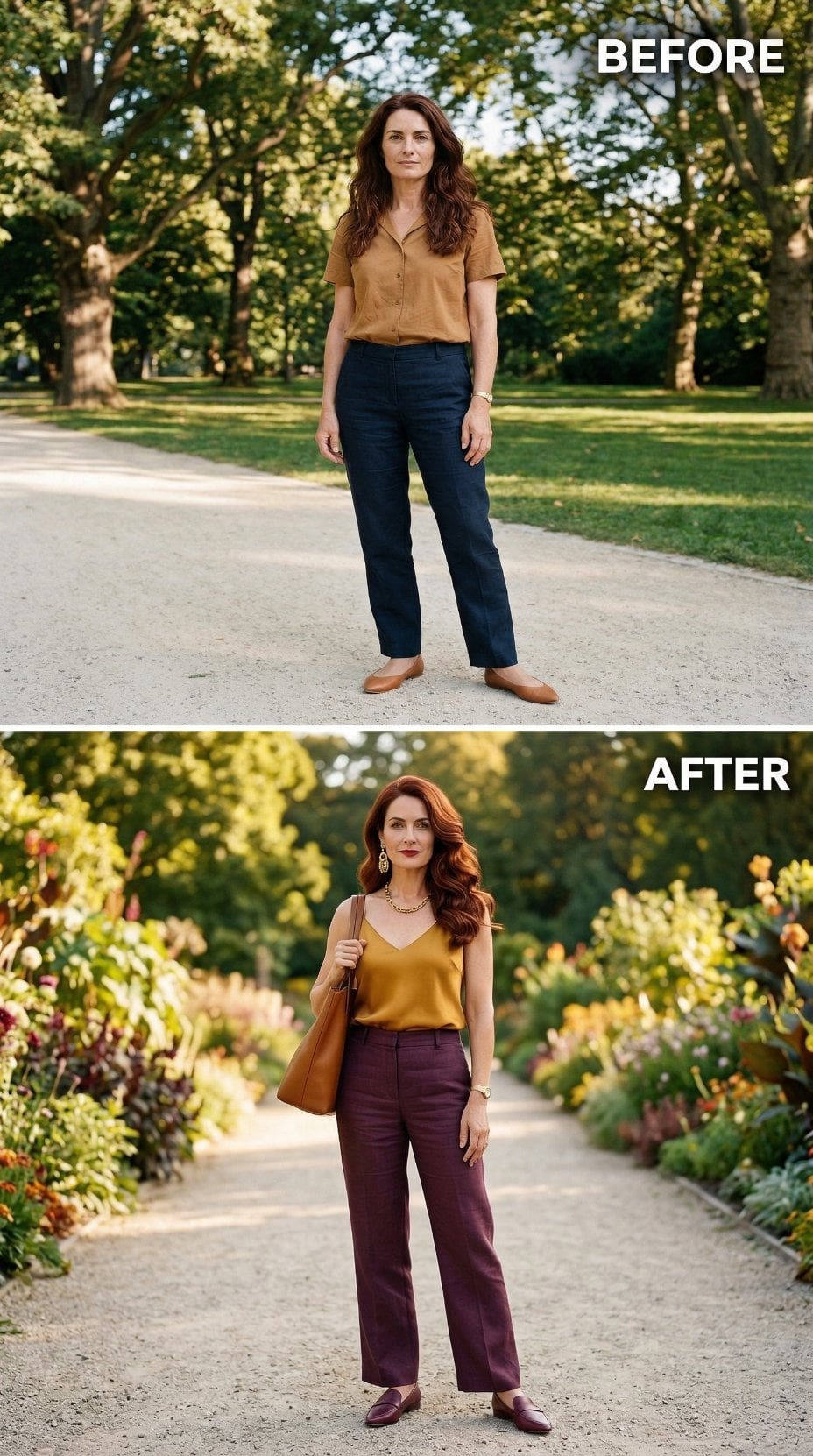 Mustard Satin Cami and Plum Wide-Legs Just Rewrote Her Entire Approach to Color