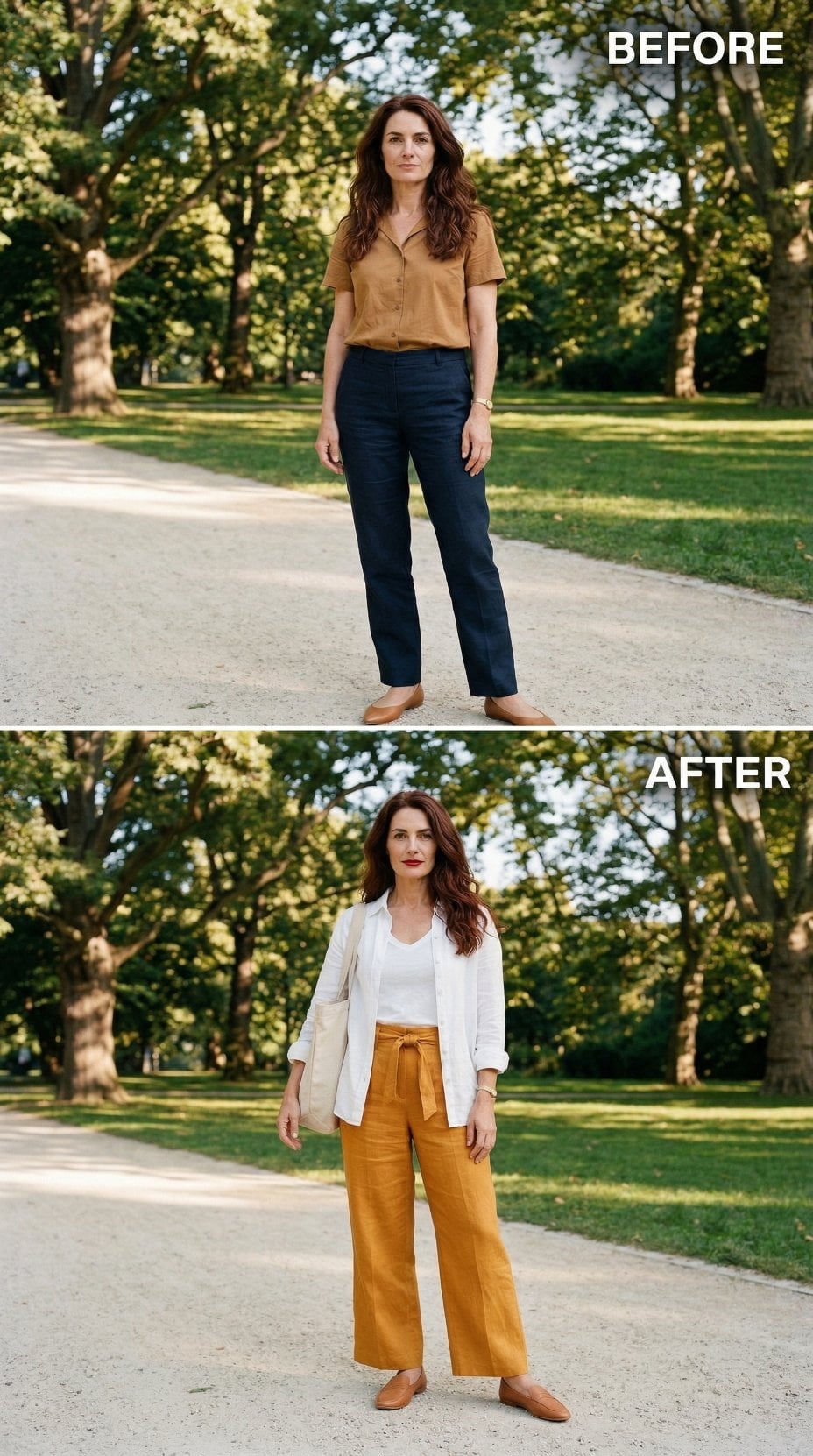 Mustard Wide-Legs and a White Linen Jacket Just Settled the Warm-Tone Debate