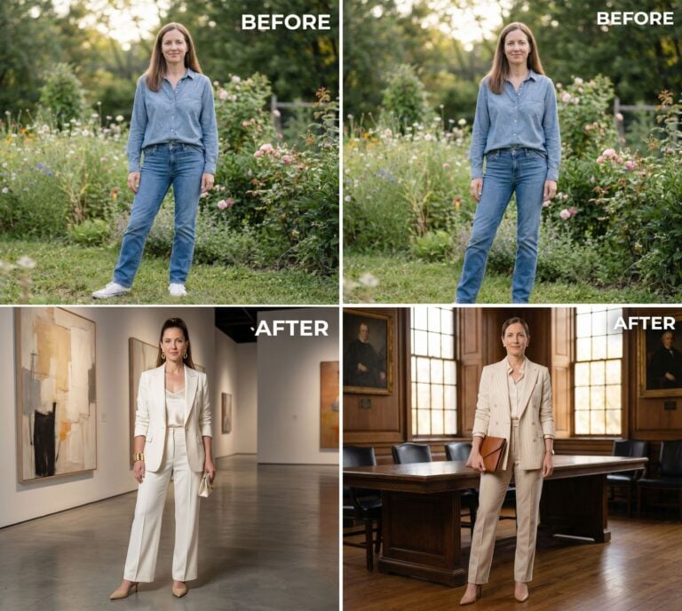 29 Quiet Luxury Intellectual Before & After Makeover Looks for the 40+ Women Who Loathe a Sloppy Casual Look (Before & Afters)
