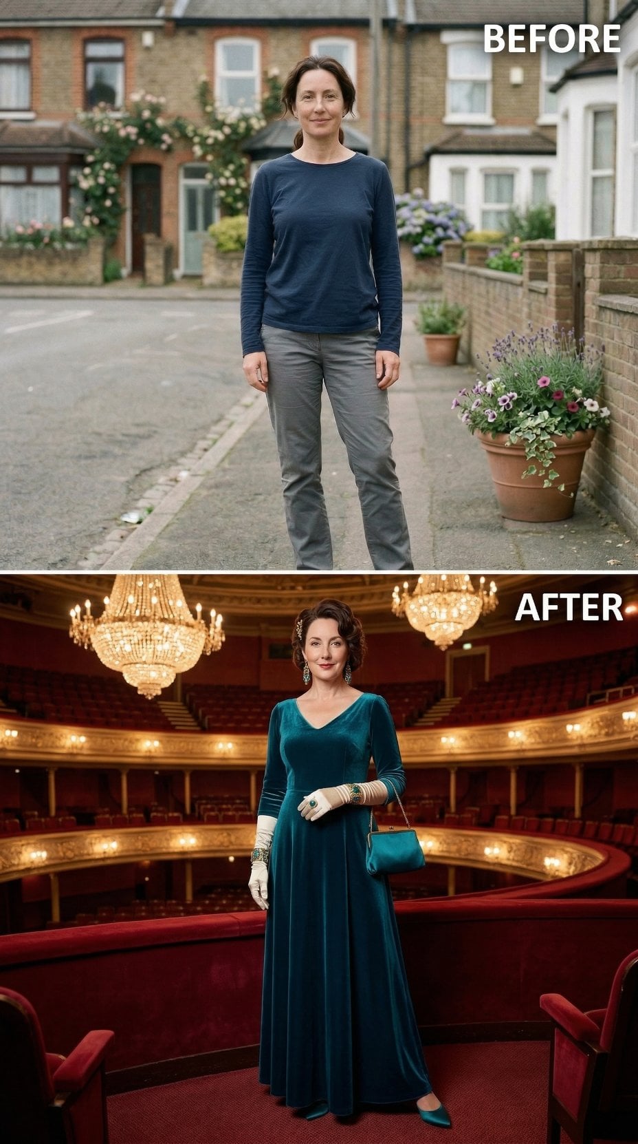 Street Casual Steps Into Opera House Splendor in Velvet Teal