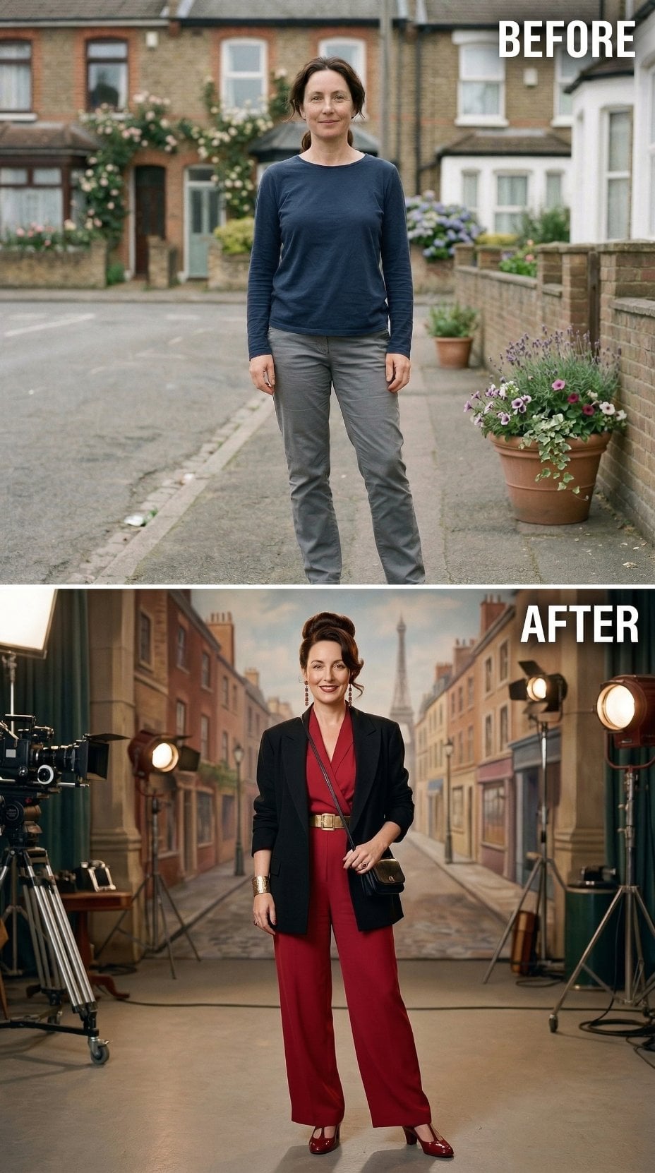 Rich Burgundy Jumpsuit and Blazer Bring Studio Backlot Confidence