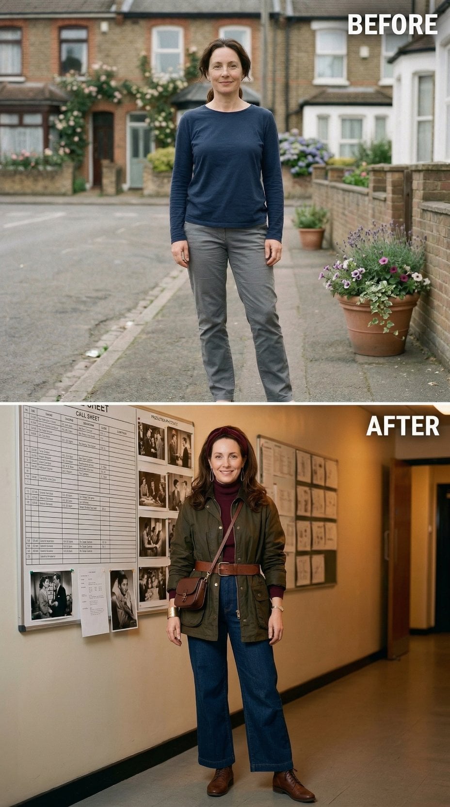 Outdoor Denim Trades Brick Streetscape for Archive Walls in Olive Jacket