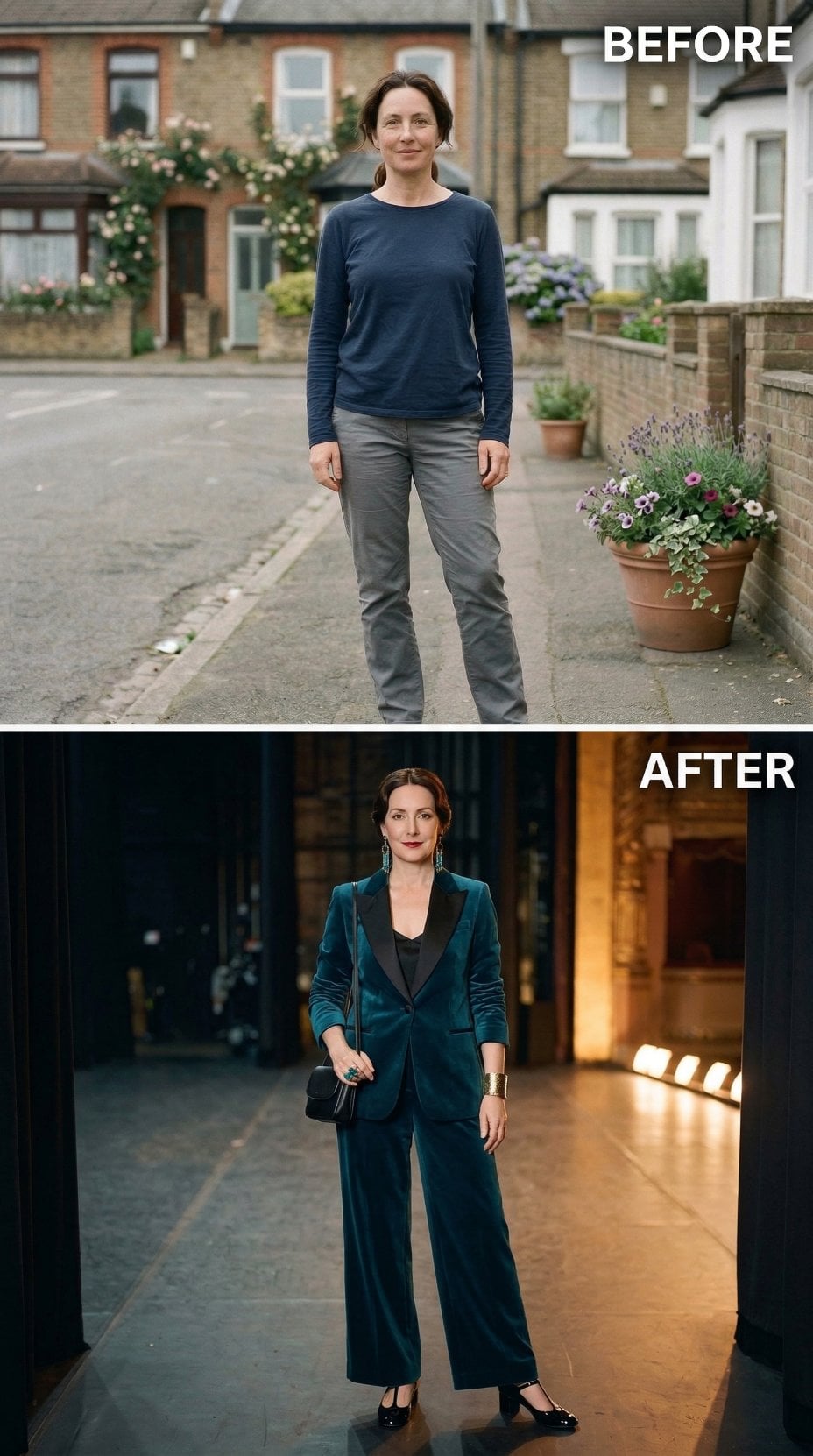 Teal Velvet Suit with Satin Lapels Commands Museum Corridor