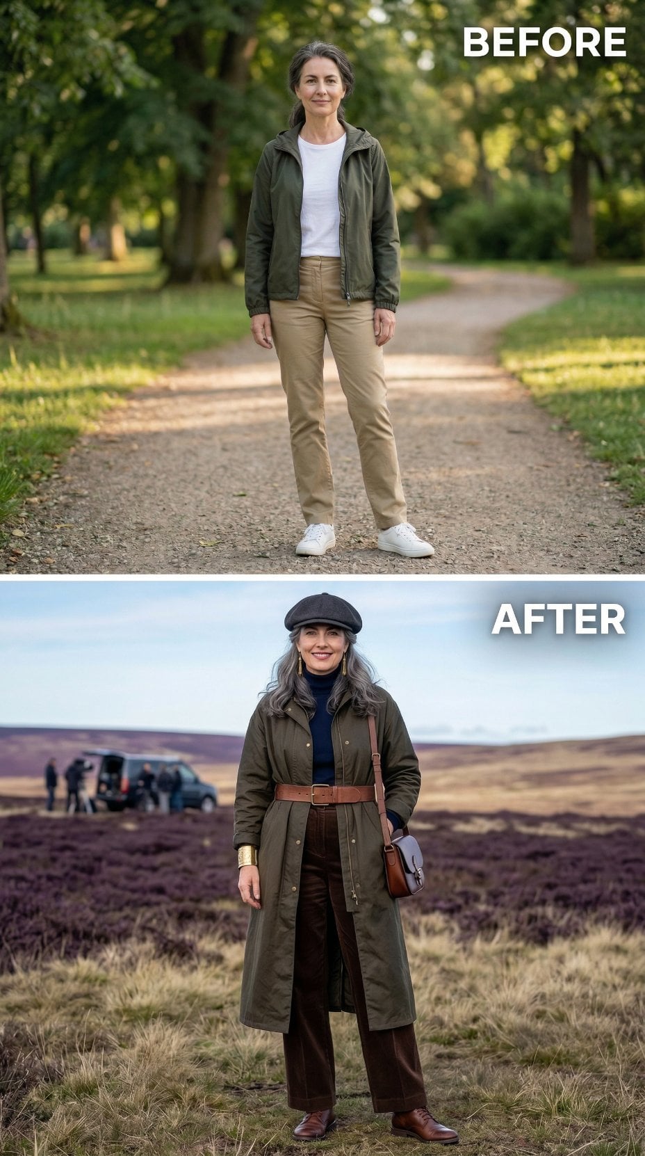 Park Path Sneakers Swapped for Moorland Boots and a Newsboy Cap