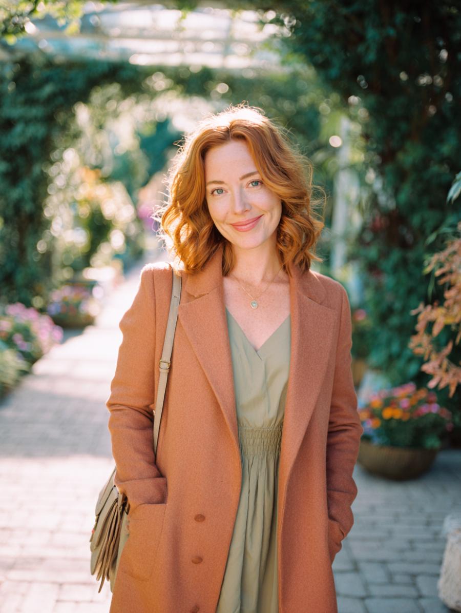 Wool Coat Over Slip Dress: How Warm Tones Do the Work