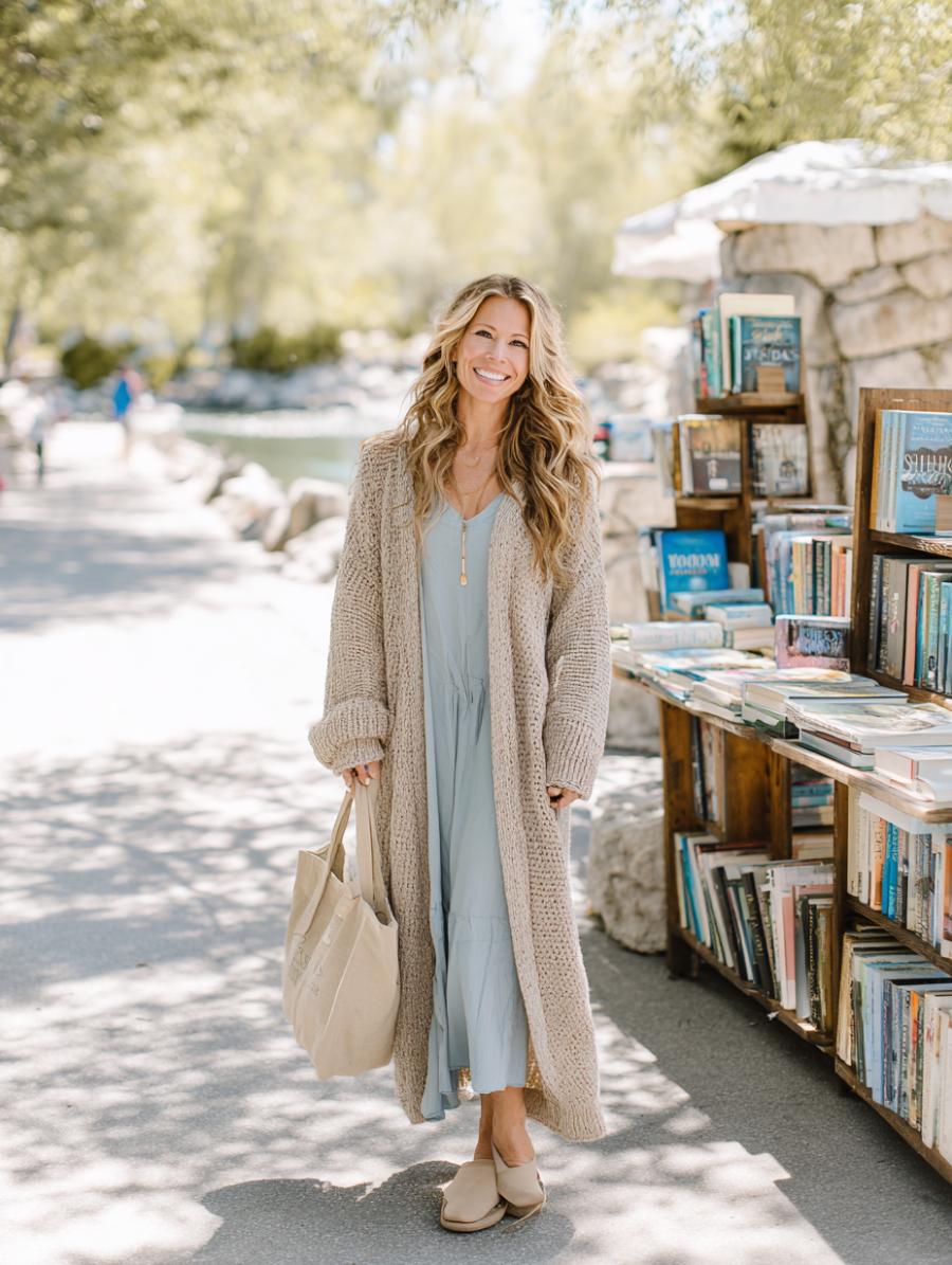 Oversized Cardigan Over Slip Dress: Letting Texture Lead