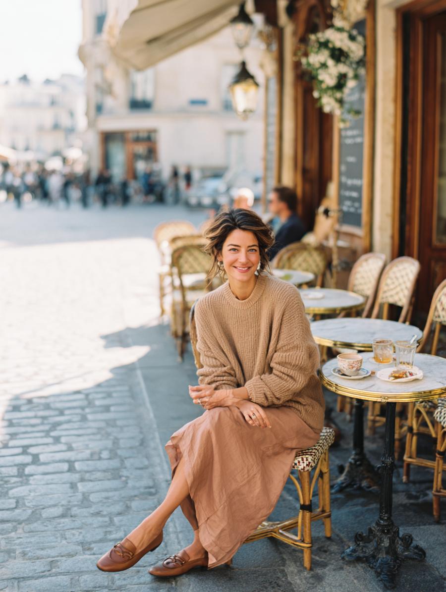 Chunky Knit Over Slip Dress: How Neutral Builds on Neutral