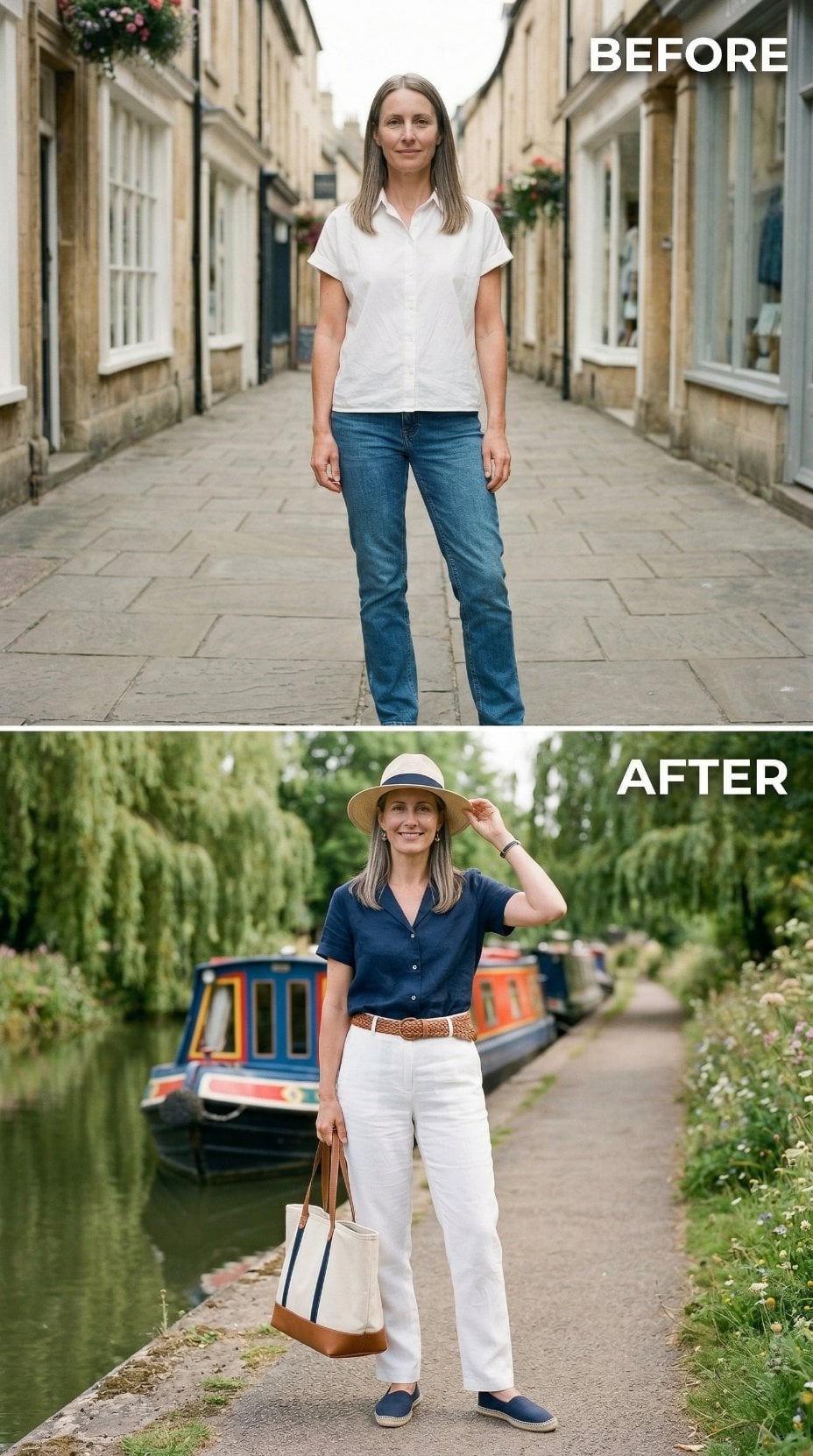 Canal Light, White Linen, Navy Linen: When Colour Contrast Does the Work