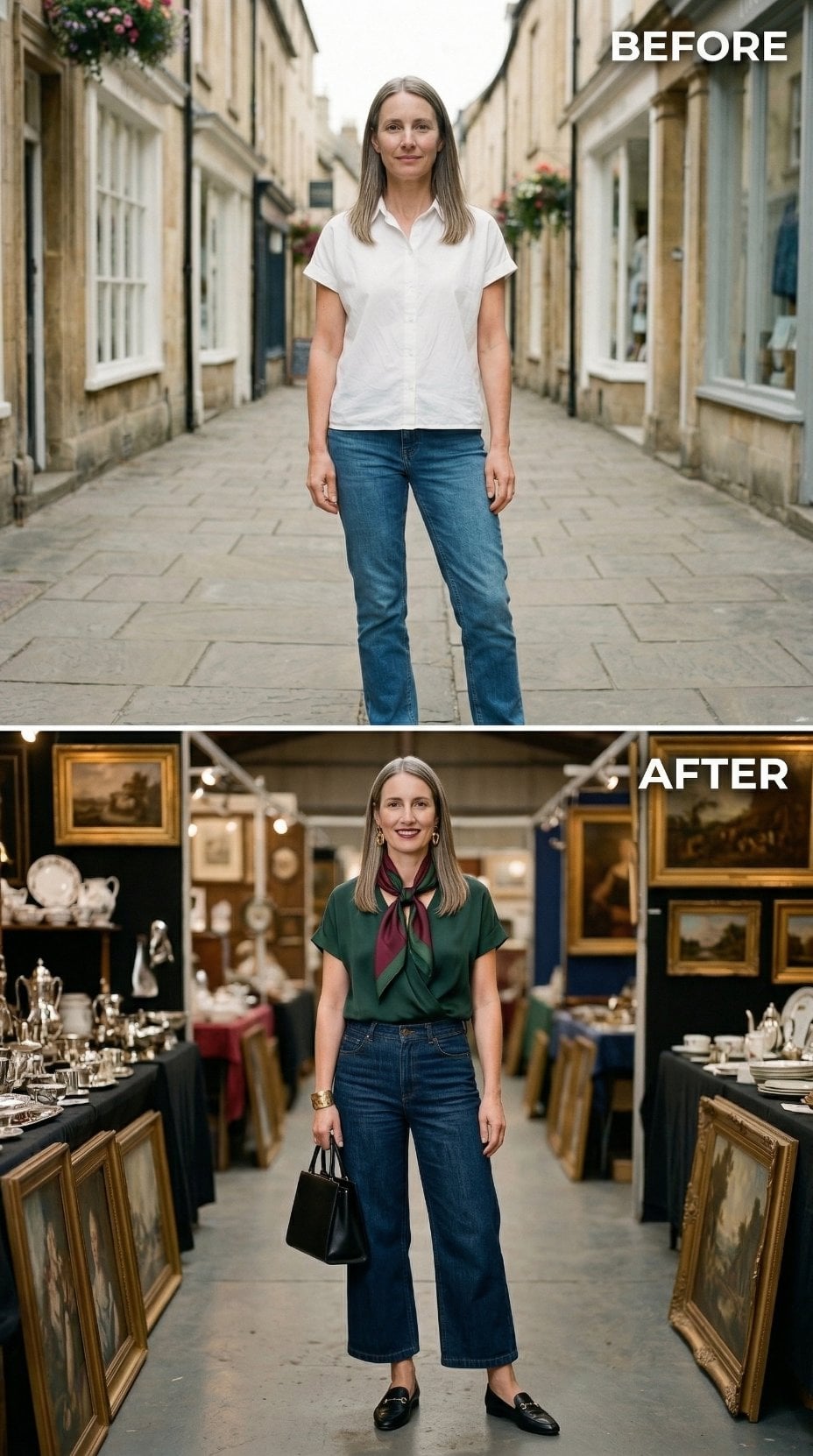 Green Silk, a Neck Scarf, and What Happens When Jeans Get Serious