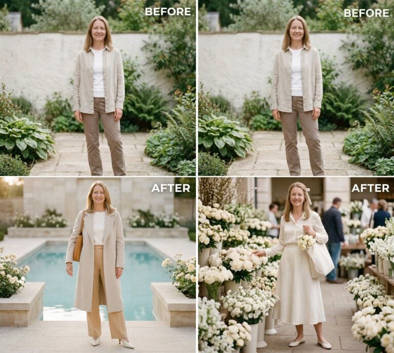 She Let AI Reimagine Her Fashion Style as a Sensory Minimalist at 52 – These Are the 28 Before & After Transformations Where Texture Speaks Louder Than Color
