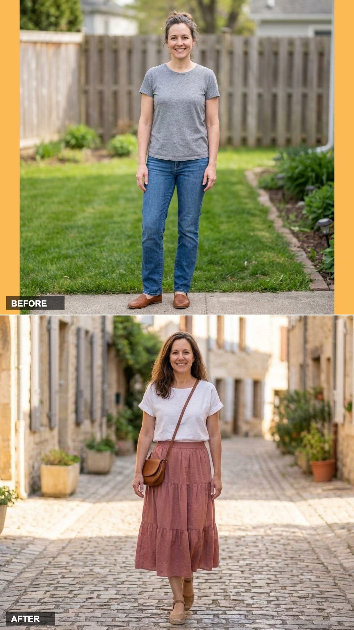 Dusty Rose Tiered Skirt on Cobblestones: The Espadrille Is Doing a Lot