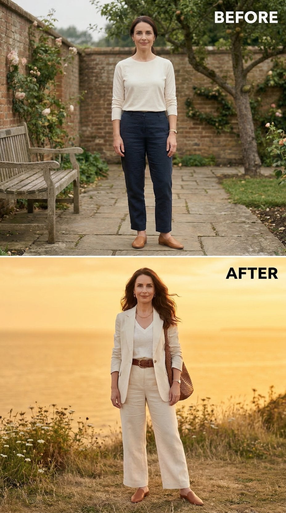 Linen Coordinates at Golden Hour, and the Belt Does All the Work