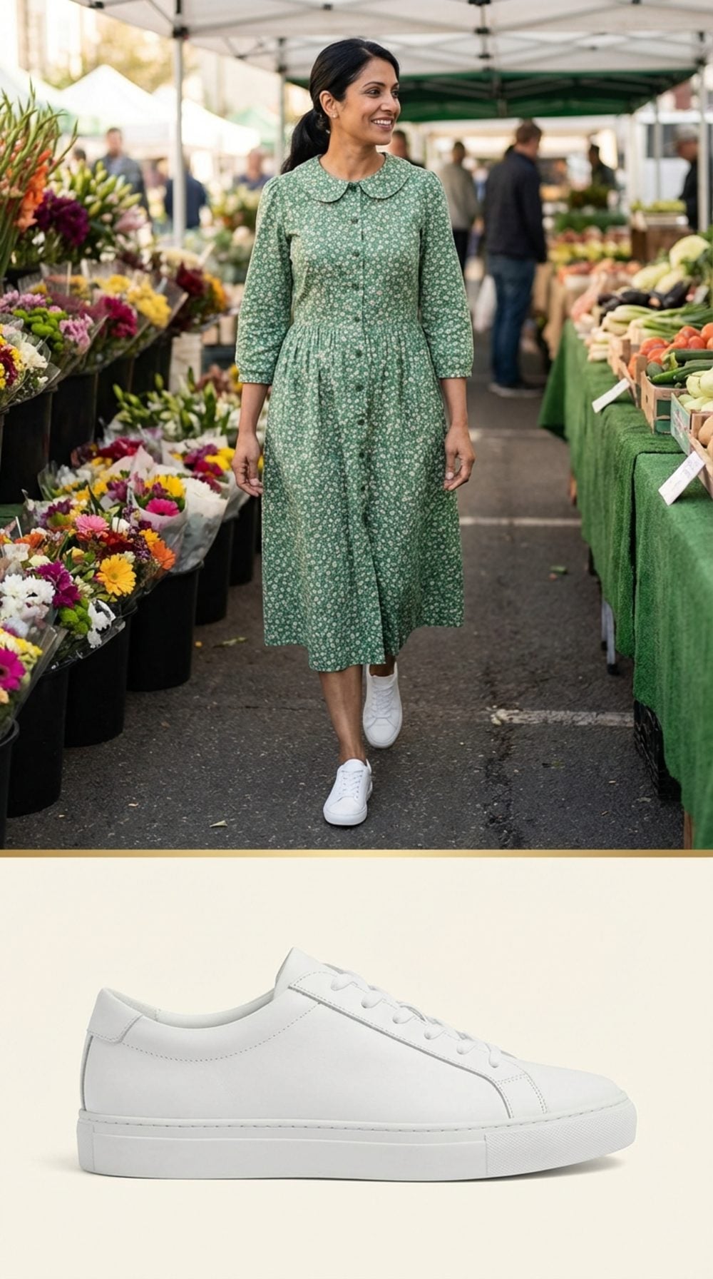 White Sneakers: The Contrast That Makes the Dress Cooler