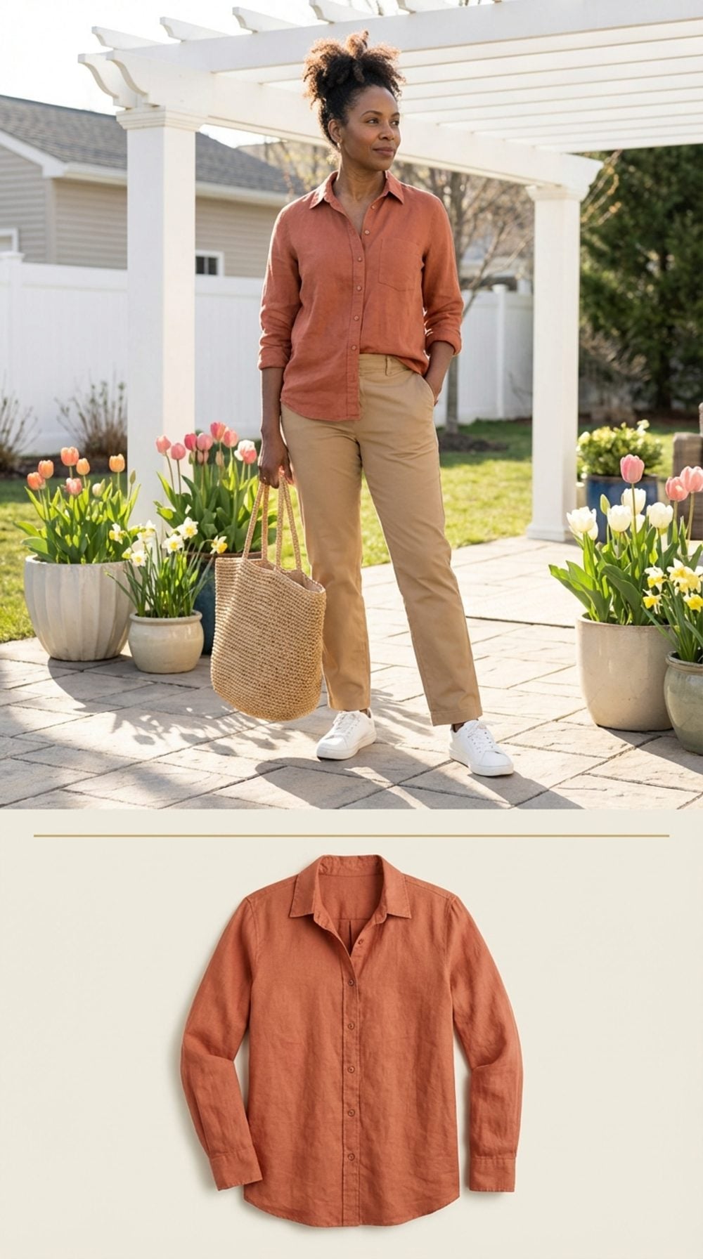 Terracotta Linen Button-Down Shirt