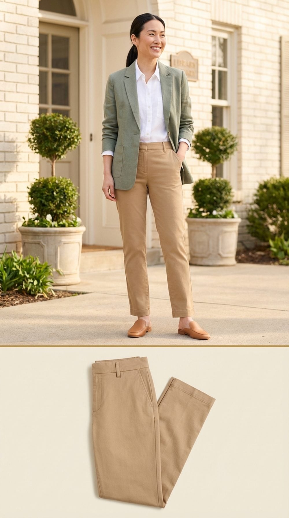 Straight-Leg Tan Chinos with Clean Hem