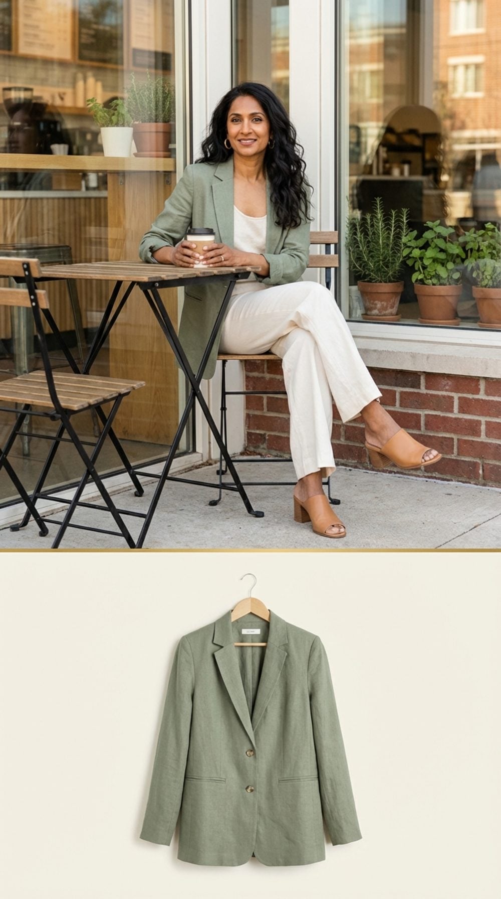 Sage Green Linen Blazer