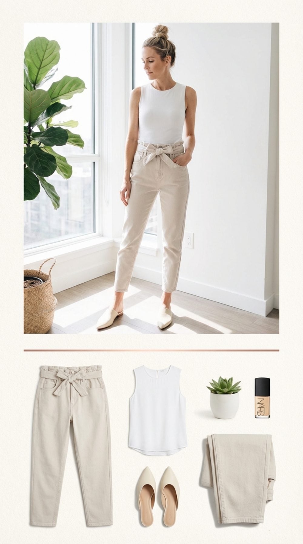 The Paper Bag Waist Jeans With the Gathered Fabric and the Bow Belt