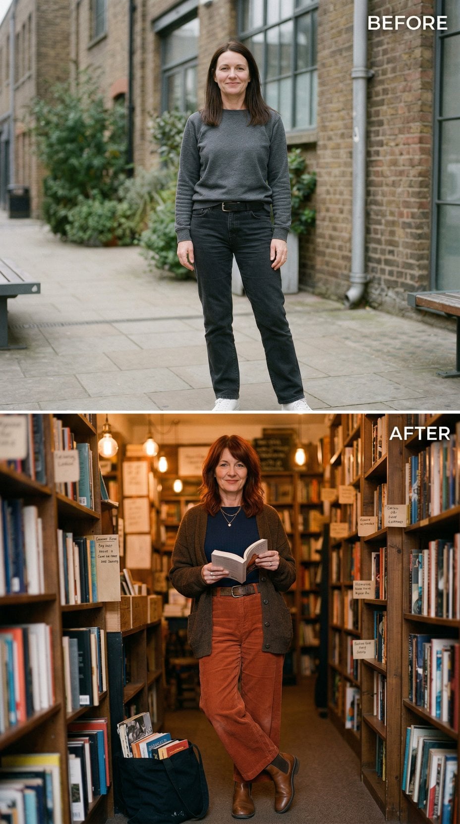 From Grey Knit Neutrality to Rust Corduroy and Cardigan Layers