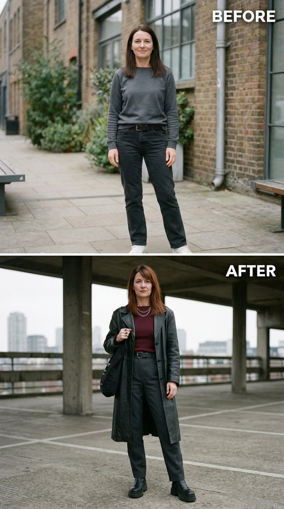 Courtyard Casual Rebuilt Into Long Coat and Burgundy Knit Authority