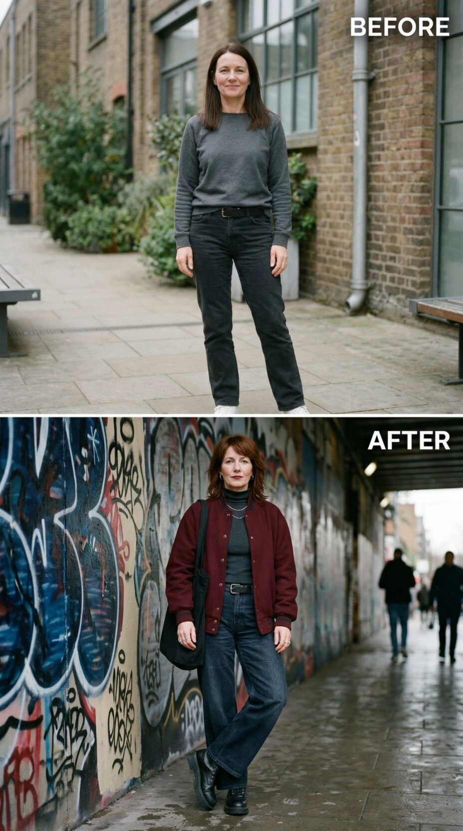 Graffiti Tunnel Backdrop Grounds Burgundy Bomber Over Charcoal Rib