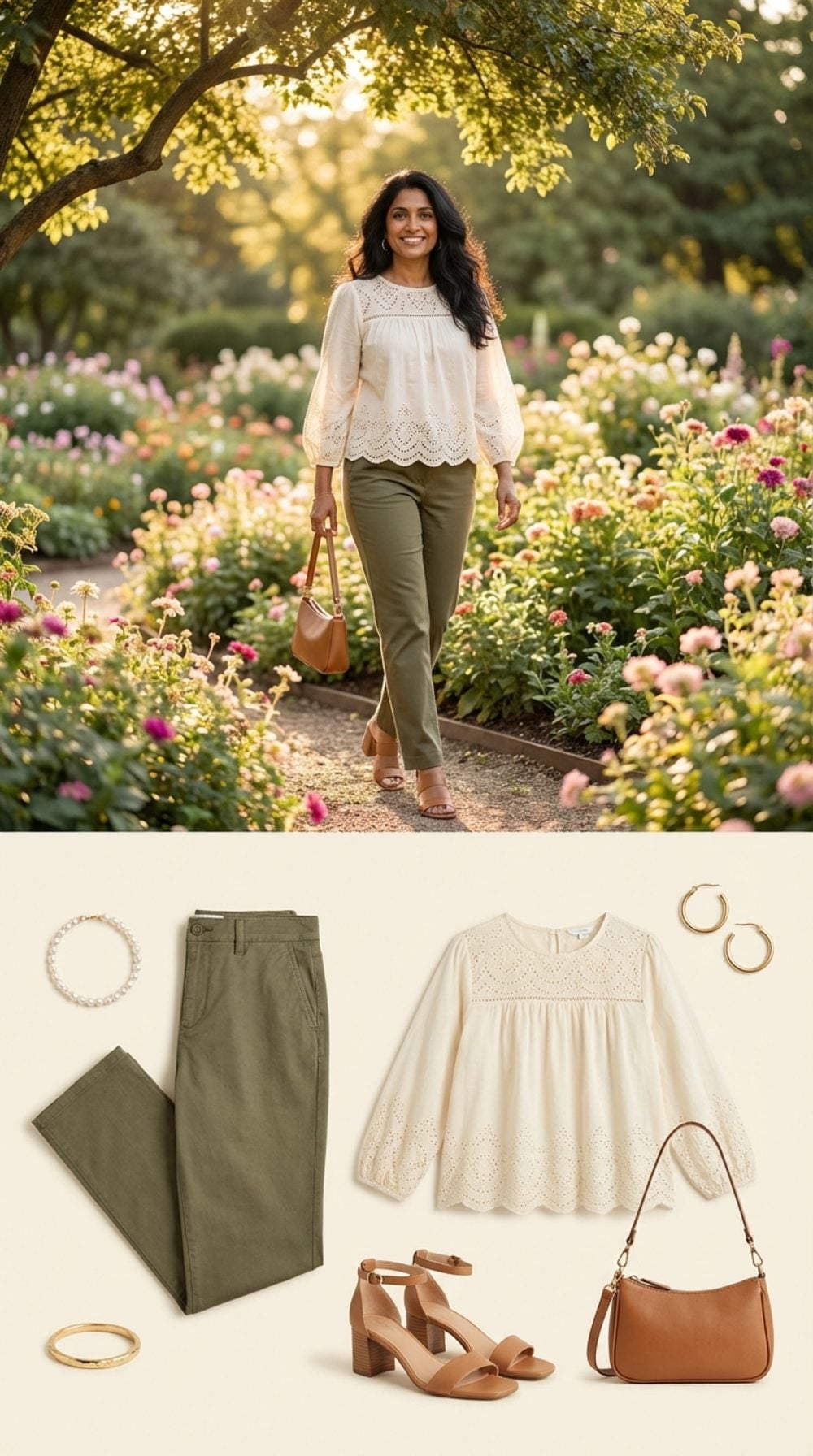 Olive Straight-Leg in the Botanical Garden: Broderie Anglaise Does the Contrasting