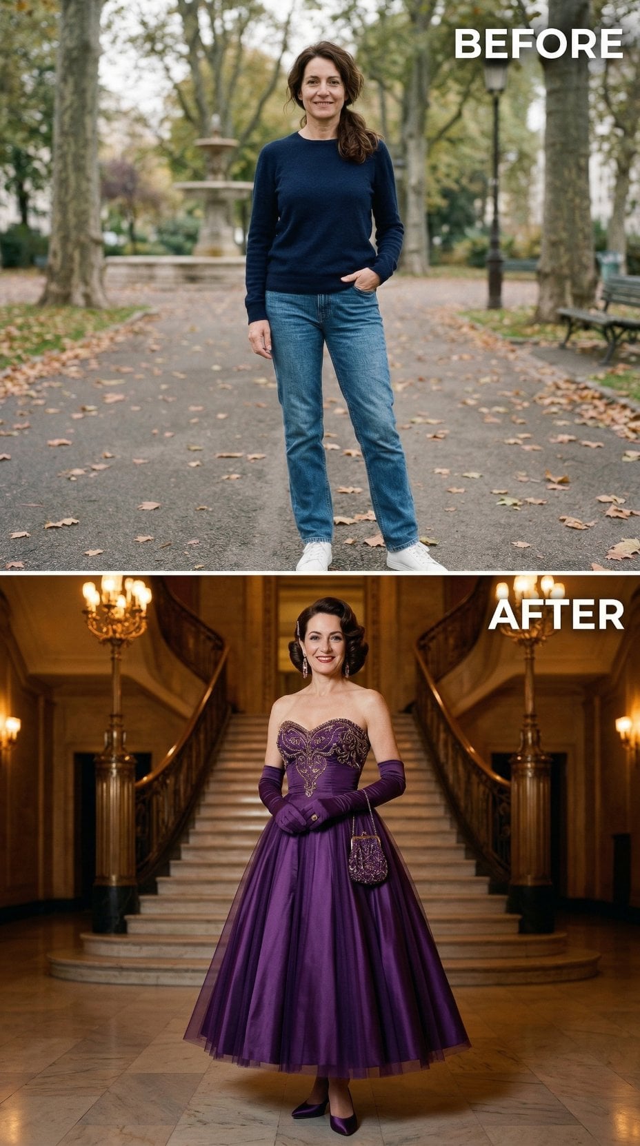 Purple Tulle Ball Gown With Beaded Sweetheart Bust and Vintage Curls