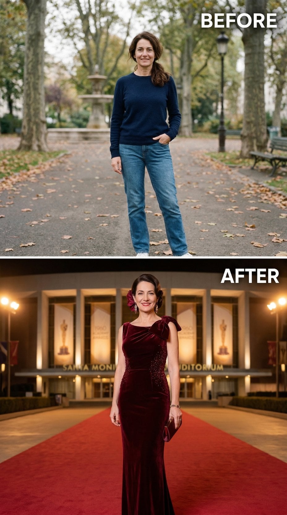 Wine Velvet Asymmetric Gown With Beaded Panel and Floral Hair Ornament