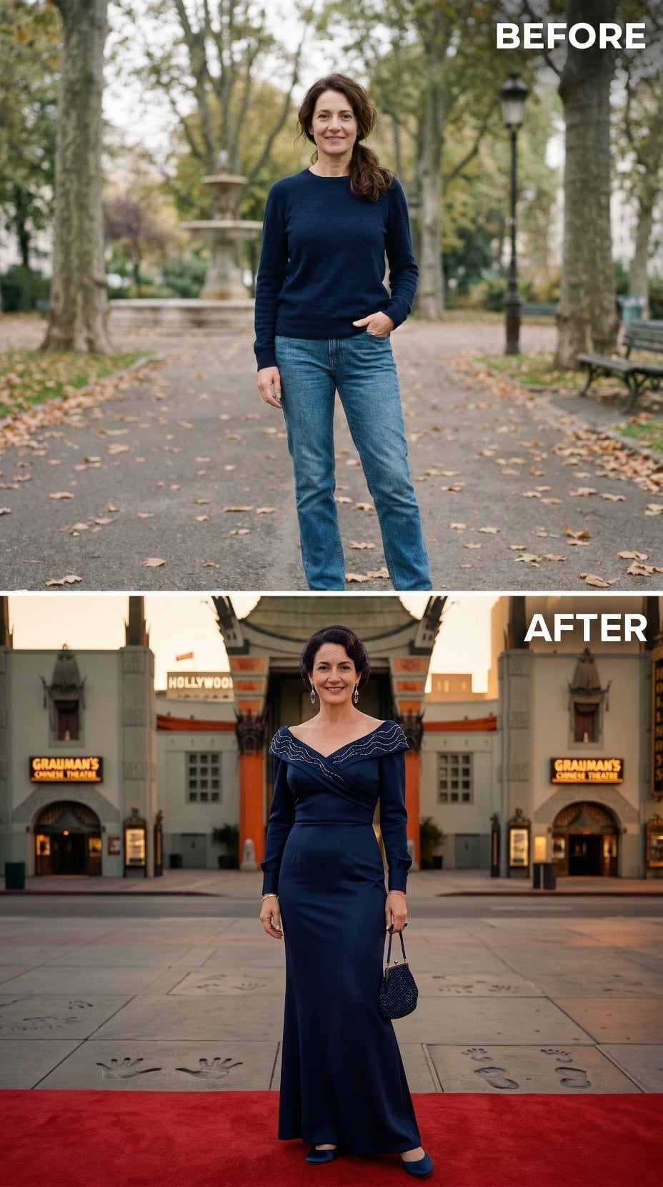 Midnight Blue Silk Faille Gown With Beaded Portrait Collar