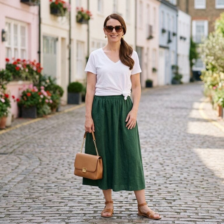 32 Trending White T-Shirt Summer Outfit Ideas for Women Over 40