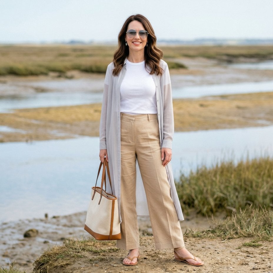 Neutral Layers, Wide Trousers, and a Tote That Does the Talking
