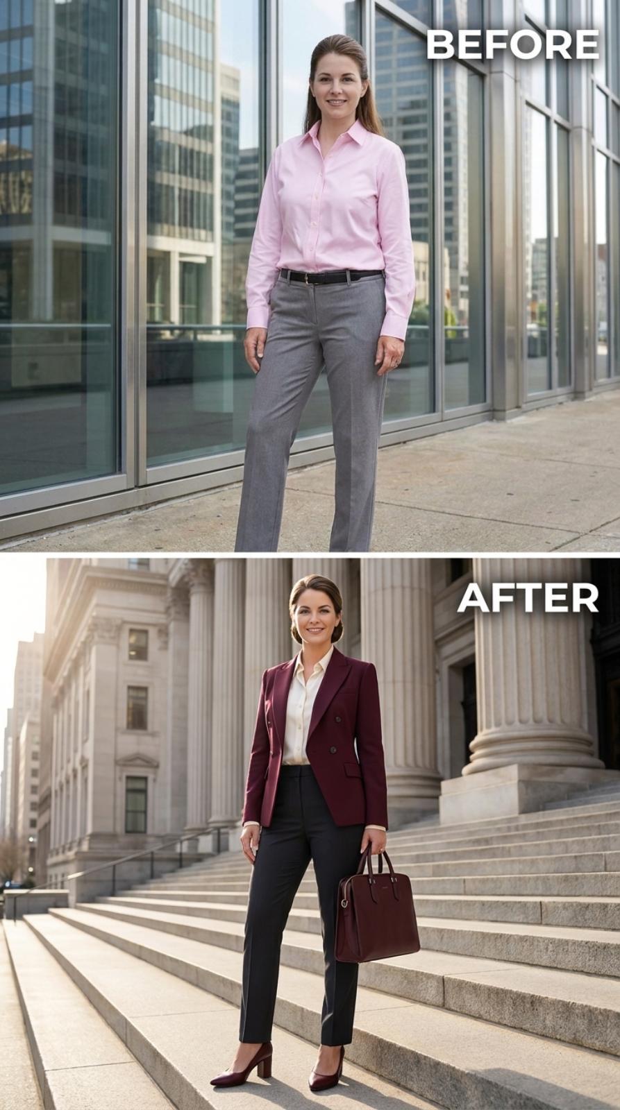 Burgundy, a Briefcase, and the Outfit That Already Knows How the Meeting Ends