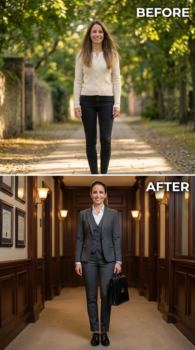 Gray Three-Piece Suit, Briefcase, and the Exact Silhouette That Walks In With Answers