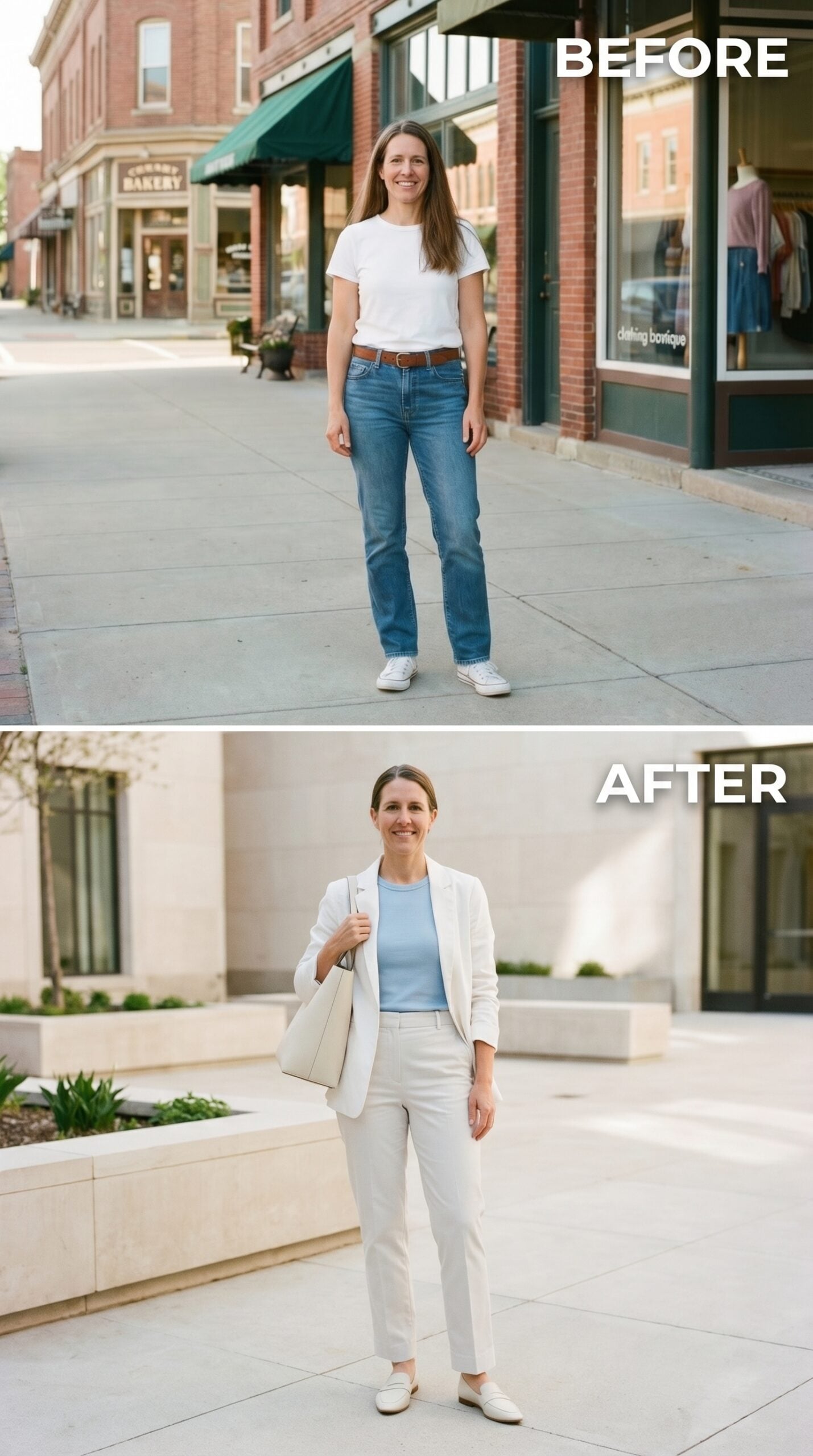 Cream Blazer, Blue Knit, and the Outfit That Stopped Asking Permission
