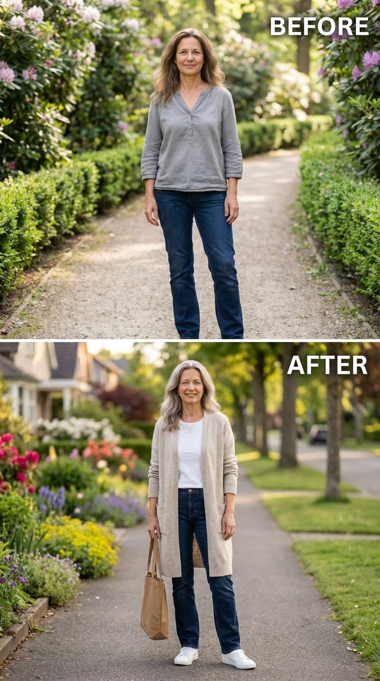 Long Cardigan, White Tee, Dark Jeans, and the Woman Who Stopped Apologizing for Space