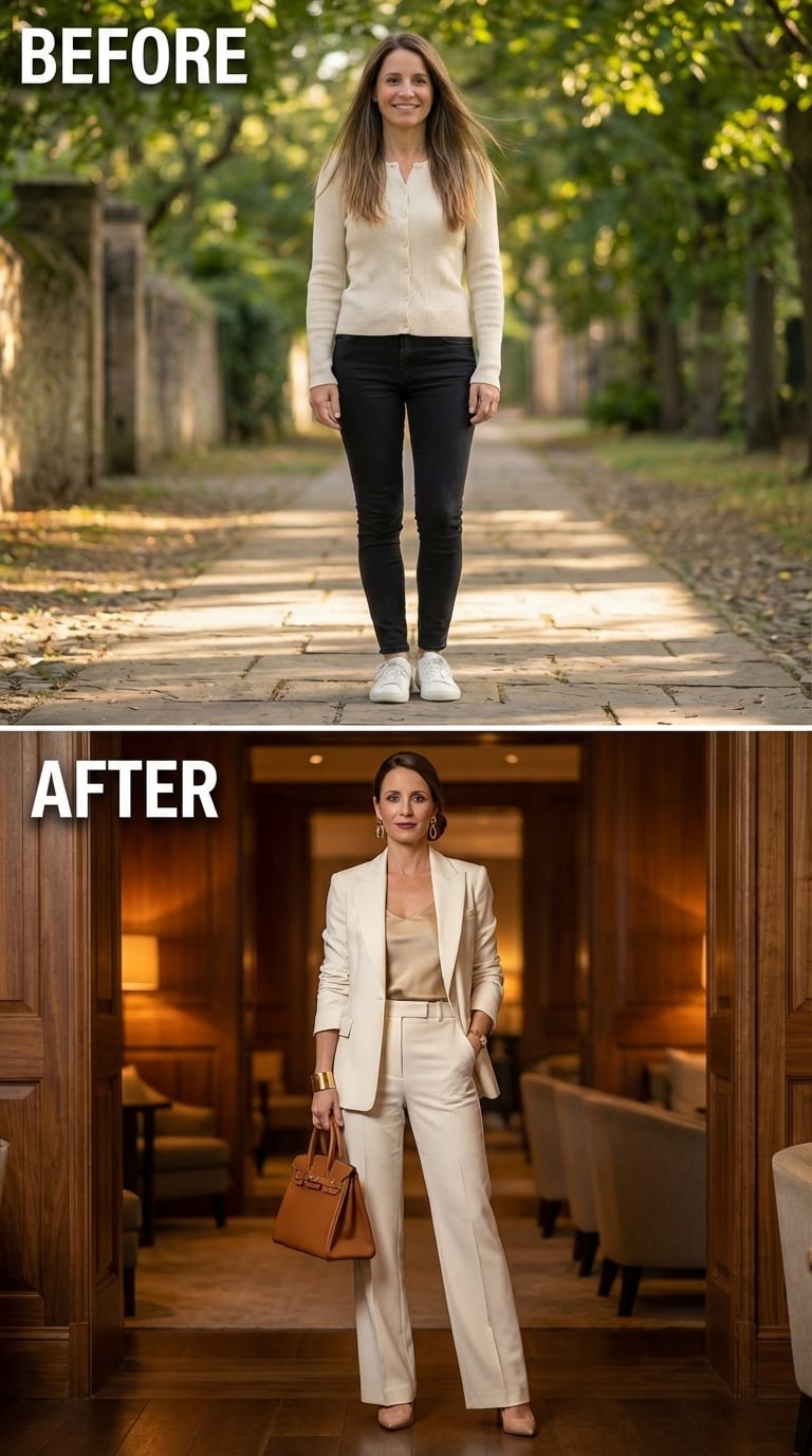 Ivory Suit, Gold Cuff, and What She Looks Like When She Stops Making Herself Small