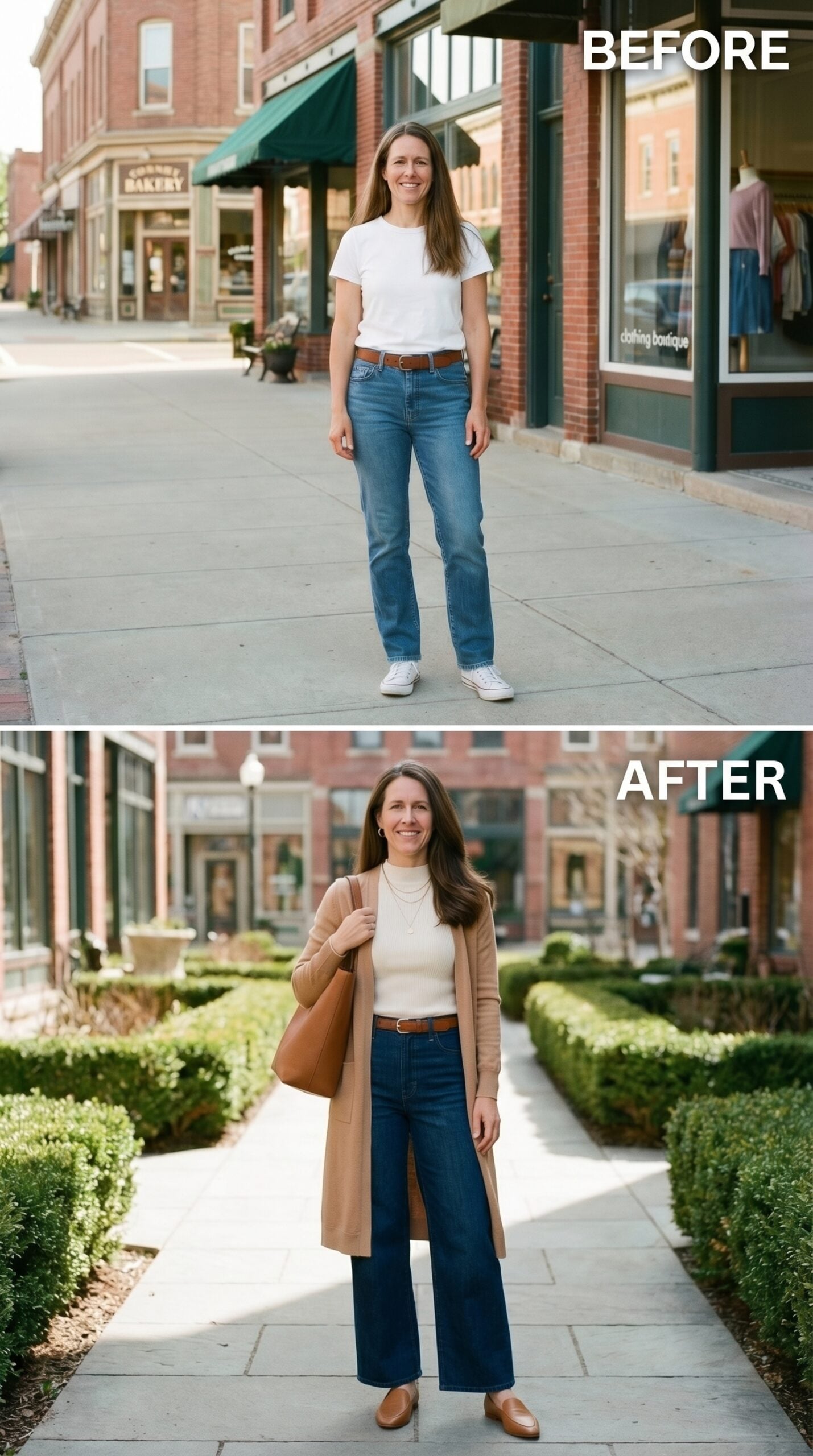 Wide-Leg Denim, a Camel Duster, and Dressing Like She Has Somewhere to Be