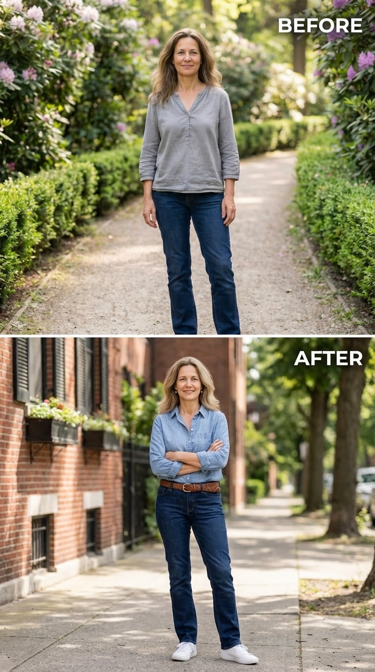 Soft Gray Disappears — Chambray and a Belt Do the Talking