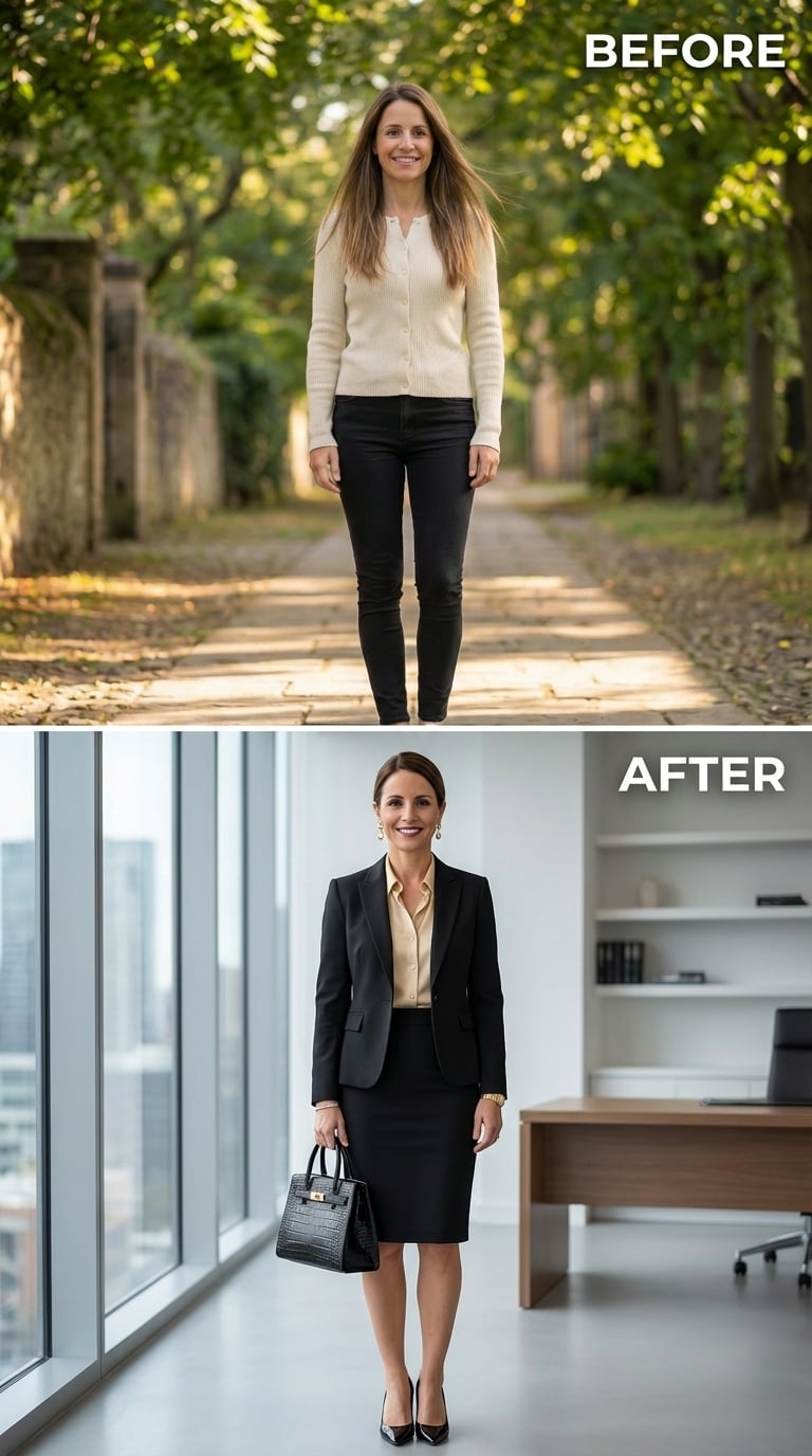 Pencil Skirt, Pale Shirt, and Dressing With the Authority She Already Earned