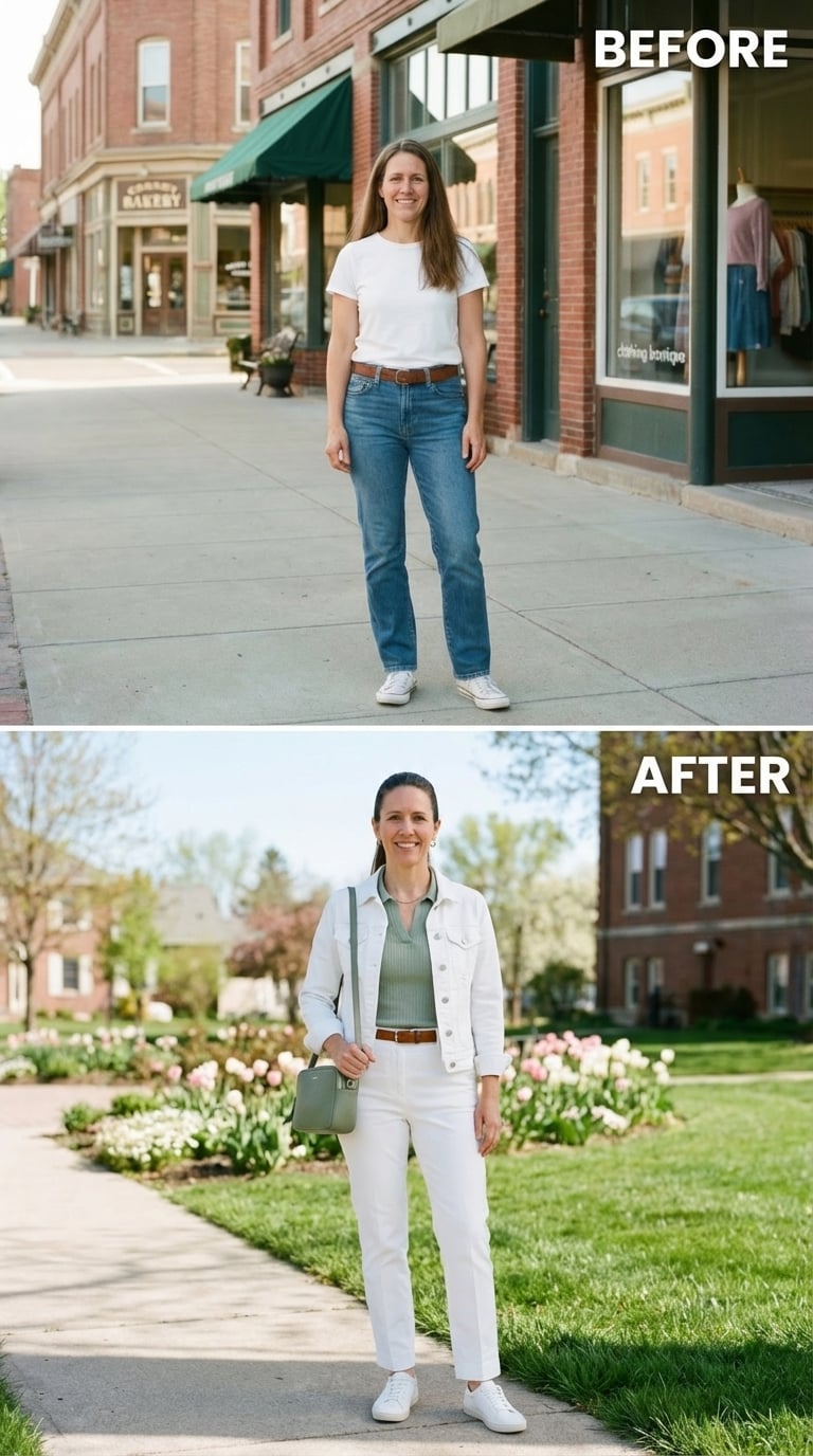 White Denim, a Sage Polo Knit, and the Spring Edit She Finally Made for Herself