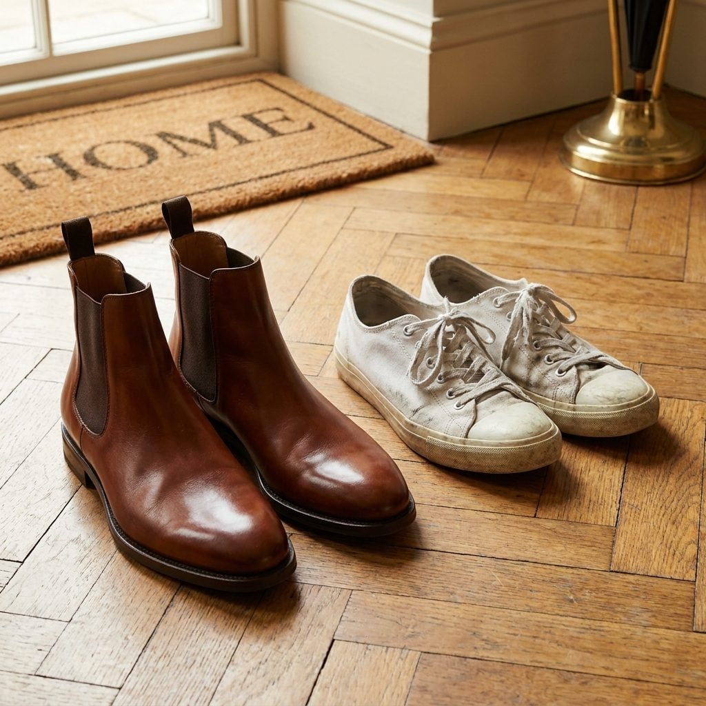 His Shoes Are Cleaner, Newer, and Clearly Chosen on Purpose