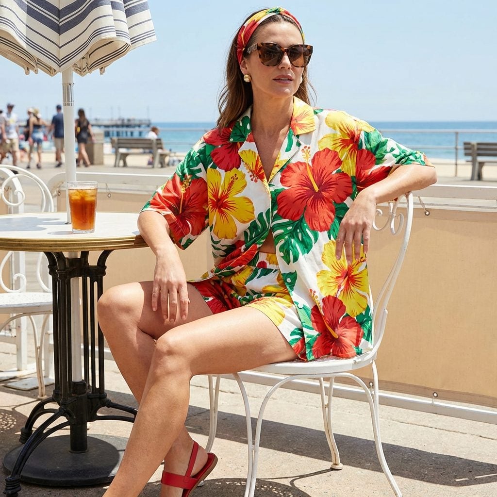 The Matching Shorts Set in a Print That Asked a Lot of the Eye